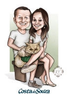 caricatura casamento noivos gato